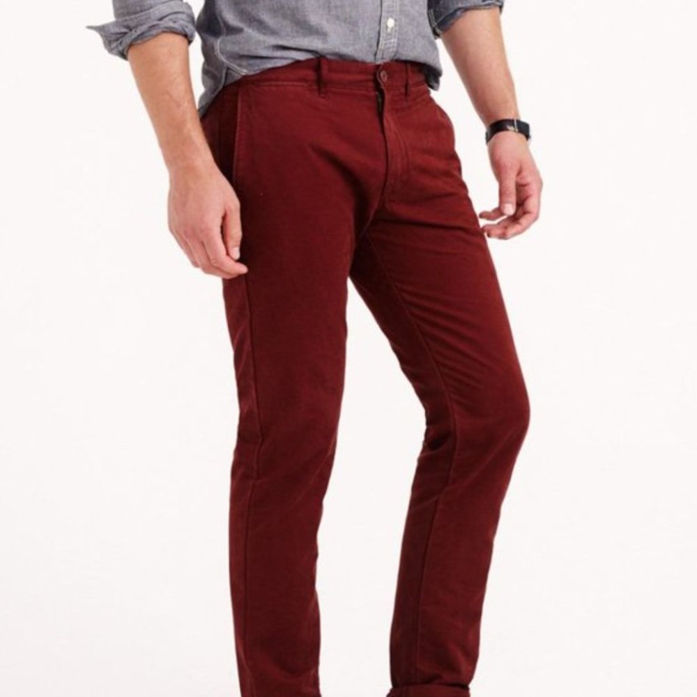 Men's J. Crew Burgundy "Urban Slim" Broken-In Chino Pants
